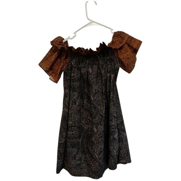 Free People Sophie Printed Off Shoulder Mini Dress Size XS Nvy Blue Boho Beachy - Picture 3 of 14